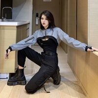 Áo Khoác Ngắn Phong Cách Hip Hop Phản Quang Kết Hợp Quần Công Sở Bộ Ba Món Cho Nữ Thời Trang Ins Đi Club Bùng Nổ