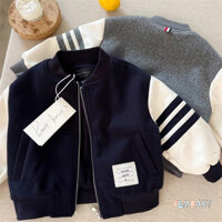 Áo khoác ngoài bé trai mùa đông Áo khoác dài tay sọc 2-5 tuổi