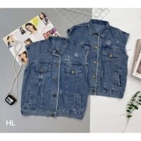 Áo khoác ngoài bò jean gile denim mặc kết hợp với áo phông, bra hoặc sơ mi
