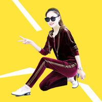 Áo khoác ngoài dài tay có mũ trùm đầu Quần dài Bộ đồ thể thao hai mảnh Bộ đồ bé gái Quần áo mùa xuân thu vàng nhung Bộ đồ thể thao thông thường dành cho nữ Kích thước lớn Áo Cardigan dáng rộng có mũ trùm đầu Bộ đồ thể thao hai mảnh T