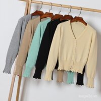 Áo khoác ngoài kiểu mới, áo cardigan dài tay, áo len ôm sát, áo khoác ngắn mỏng cho phụ nữ mùa xuân thu