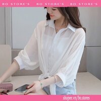 Áo khoác ngoài sơ mi voan lụa mỏng - Mã 019