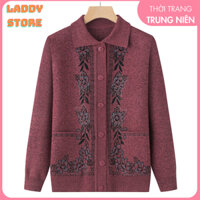 Áo khoác người già cổ bẻ sang trọng, áo len trung niên nữ cho mẹ tặng bà