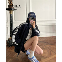 Áo khoác nhẹ dây kéo ruy băng ren Hàn Quốc DUNEA dành cho nữ