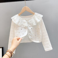 Áo khoác nhẹ form lửng tay dài thun phối ren cho bé gái