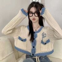 Áo khoác nhỏ bên ngoài nữ Áo len Cardigan nhỏ phong cách mỏng rỗng dáng rộng mỏng hơn Áo len dài tay