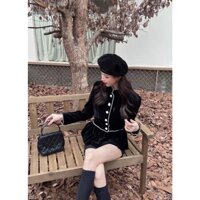 ÁO KHOÁC NHUNG CỔ TÀU THIẾT KẾ CHÂN BÈO XOÈ( KÈM ẢNH THẬT)