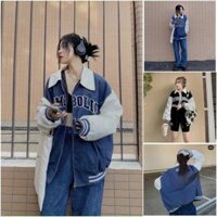 Áo Khoác Nhung kaki Khóa Kéo Zip SYMBOLIC 2 Lớp Lót Dù - Kiểu Bomber Unisex Cổ Bẻ Hàn Quốc Đẹp - Nam Nữ Cặp Đôi - XANH - FREESZIE