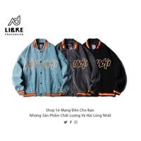 Áo khoác nhung kiểu Bomber thêu logo MAOQ thời trang