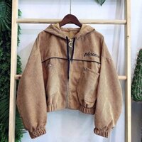 Áo Khoác Nhung Kiểu Cánh Dơi Lửng Tăm Thêu Logo Placere Siêu Xinh - Shop3nunisex