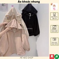 Áo khoác Nhung Tăm Bo Gấu AKN16 nam nữ form rộng Unisex dày dặn - PÉ HEO SHOP