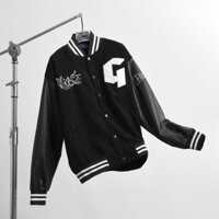 Áo Khoác Nhung Tăm Phối Tay Da Jacket Varsity Graffiti Gonz - V1 - Hàng nhập khẩu