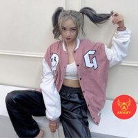 Áo Khóac nhung thêu Jacket Varsity Graffiti V3 shopanamy - đen