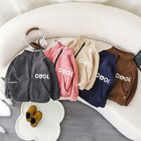 Áo khoác nhung trẻ em cổ đứng mùa đông Áo khoác ngoài dài tay