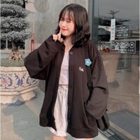 Áo khoác nỉ bông Cardigan KN11 Lazy Puppy - ĐEN