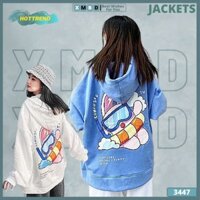 Áo Khoác Nỉ Bông Dày Hàng QC Chất Siêu Đẹp Áo Bomber Jackets Nam Nữ From Rộng UNISEX THỎ ÔM PHAO - AK3447