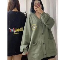 ÁO KHOÁC NỈ CADIGAN HOA CÚC FLO - FREESIZE<75KG