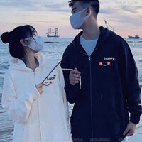 Áo khoác nỉ cặp đôi Luck - Happy, áo khoác hoodie cặp đôi nam nữ chất nỉ cao cấp form rộng mẫu trend
