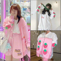 ÁO KHOÁC NỈ CARDIGAN TRÁI DẤU - TRẮNG