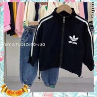 Áo khoác nỉ cho bé trai 1-6 tuổi sọc trắng in logo adidas. Áo nỉ trẻ em kéo khóa vải nỉ da cá cao cấp thời trang