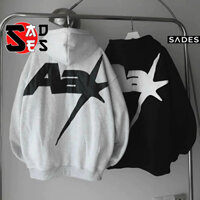 Áo Khoác NỈ CHỮ Aa Chất Nỉ Bông Dây Kéo Zip Hai Đầu Unisex KN11, Áo Hoodie In Họa Tiết Nổi Mũ 2 Lớp Form Rộng SADES