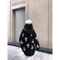 Áo khoác nỉ chữ thập form rộng nam nữ dễ phối đồ siêu đẹp trẻ trung cá tính, Áo hoodie nỉ in cây thánh giá