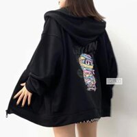 Áo khoác nỉ có mũ - ÁO HOODIE freesize form rộng nam nữ unisex mặc cặp - couple in HÌNH XÁC ƯỚP EGYPTIAN - MÀU ĐEN