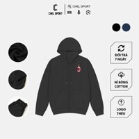 Áo khoác nỉ cotton logo thêu Milan khoá kéo cao cấp
