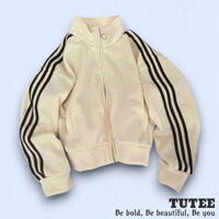 Áo Khoác Nỉ Croptop Nữ Chạy Viền Khóa Kéo Phao Chất Liệu Vải Nỉ Bông Dày Dặn Mềm Mịn - TUTEE