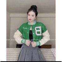 Áo khoác nỉ croptop thêu chữ - Bomber croptop thêu chữ B Siêu thời Trang Cá Tính Năng Động linh miu.shop