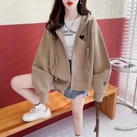 ÁO KHOÁC NỈ DÂY KÉO FORM RỘNG THÊU HÌNH HỌA TIẾT 3 TRÁI TYM XINH XẮN