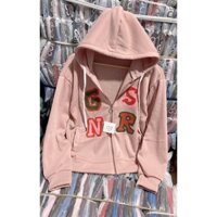 Áo Khoác Nỉ dây kéo nữ, in chữ