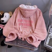 Áo Khoác Nỉ Gấu SATUDR OREAN AGE Cặp Nam Nữ Siêu Xinh - Hoodie Có Dây Kéo Nón 2 Lớp Kiểu Rộng Unisex -Chống Nắng - hồng - M