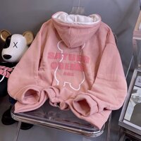 Áo Khoác Nỉ Gấu SATUDR OREAN AGE Cặp Nam Nữ Siêu Xinh - Hoodie Có Dây Kéo Nón 2 Lớp Kiểu Rộng Unisex -Chống Nắng - hồng - size L
