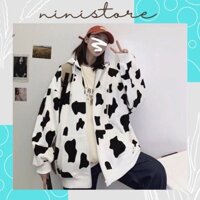 Áo Khoác Nỉ Họa Tiết Bò Sữa