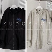 Áo khoác nỉ họa tiết chữ SEVEN khóa kéo KUDOSHOP Áo khoác dài tay có mũ form rộng phong cách unisex hàn quốc