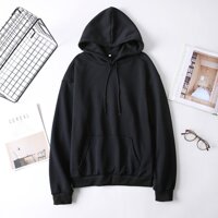 Áo khoác nỉ Hoodie trơn KNT01 - ĐEN