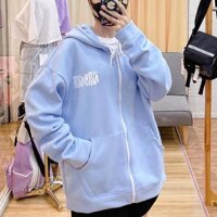 Áo khoác nỉ hoodie trơn normos Unisex - Thun tay dài sweater form rộng có mũ dáng suông basic ulzzang nam nữ - Xanh Duong - Freesize dưới 70kg