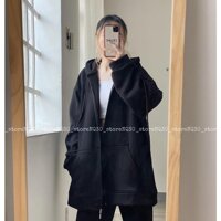 Áo Khoác Nỉ Hoodie Zip Form Rộng Nam Nữ Unisex - Đen,L