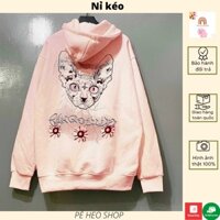 Áo khoác nỉ khóa kéo 🌸 Áo khoác hoodie dây kéo zip Mèo 3 Hoa KNN06 nam nữ form rộng Unisex chất nỉ ngoại 2 lớp dày dặn
