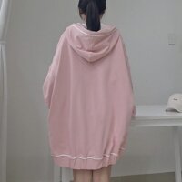 Áo khoác nỉ kiểu dáng hoodie form rộng cho nữ chạy viền kẻ độc đáo - HỒNG - M