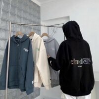 Áo Khoác Nỉ Lót Bông Dây Kéo in chữ CINDER form rộng ullzang Unisex shopmap Kyt_Fashion