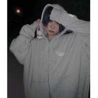 Áo Khoác Nỉ Lót Bông Dây Kéo in chữ CINDER form rộng ullzang Unisex - Xám - M