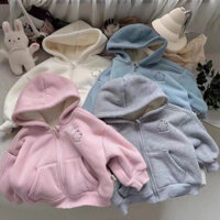 ÁO KHOÁC NỈ LÓT LÔNG CHO BÉ CÓ MŨ TRÙM ĐẦU