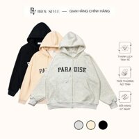 Áo Khoác Nỉ lót lông Hoodie Zip in chữ Paradise Form Rộng Nam Nữ Unisex-KLA2436