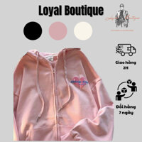 Áo Khoác Nỉ Loyalboutique Dây Kéo Có Mũ 3 Màu Cực Cute Cá Tính