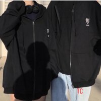 Áo khoác nỉ mũ khoá dây kéo - Form 40-55kg,Trắng