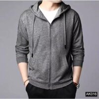 Áo Khoác Nỉ Nam Cao Cấp - Vải Nỉ Nhập Mặt Thoáng Mát,Có Nón Che Rộng Cao Cấp AK016 - Xám Đen,XL66-75KG