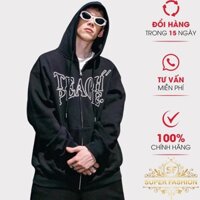 Áo Khoác Nỉ Nam Dây Khóa Kéo SUPER FASHION Nón Lớn 2 Lớp in Chữ Mặc Đẹp