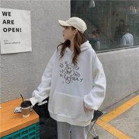 Áo khoác nỉ nam nữ, Áo sweater hoodie nam nữ from rộng unisex nỉ bông không mũ - TRẮNG,M